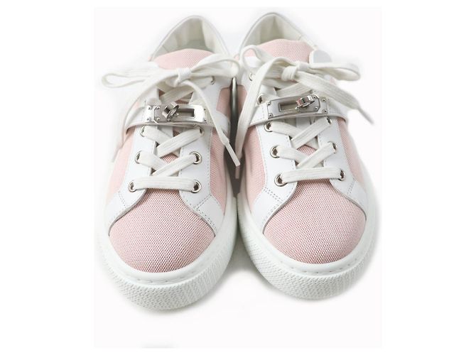 Hermès Day Kelly Buckle Canvas-Leder-Sneaker Pink - Ansicht 4