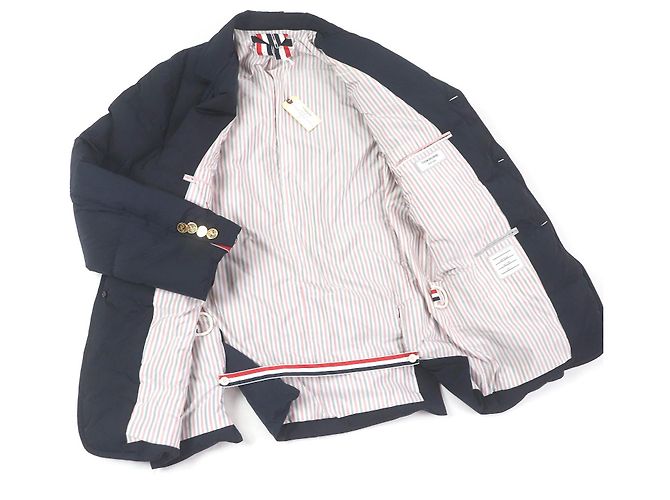 Veste en duvet en polyester Thom Browne MJD085X Bleu Bleu Marine - vue 3