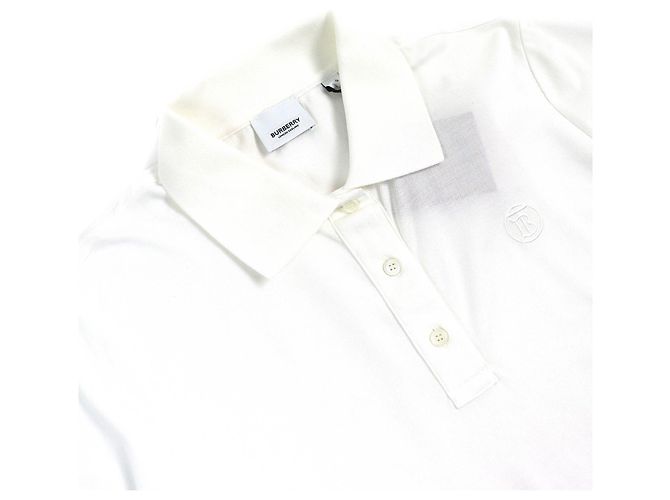 Camisa polo de algodón con bordado del logo TB de Burberry Blanco - vista 3