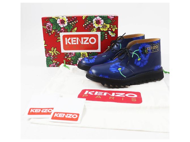 Lederstiefel KENZOWAVE NIGO mit Mohnblumenprint Kenzo Blau Marineblau - Ansicht 2