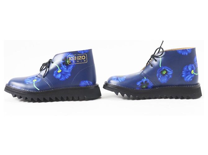 Lederstiefel KENZOWAVE NIGO mit Mohnblumenprint Kenzo Blau Marineblau - Ansicht 4