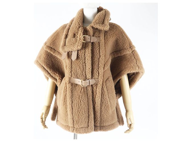 Max Mara RODANO TEDDY BEAR Poncho de seda camelo Marrom - vista 2