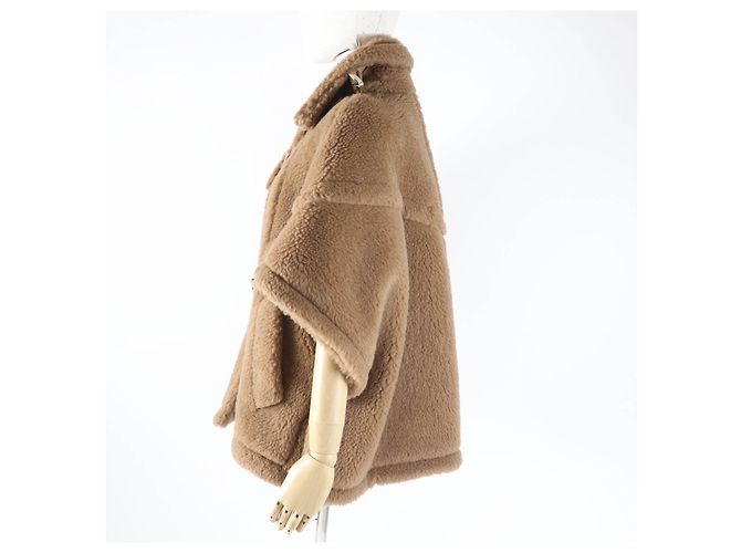 Max Mara RODANO TEDDY BEAR Poncho de seda camelo Marrom - vista 5