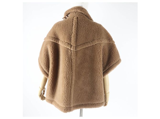 Max Mara RODANO TEDDY BEAR Poncho de seda camelo Marrom - vista 6