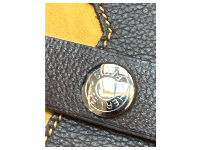 Hermès Leder-Schürze klein H schwarz gelb - Ansicht 2