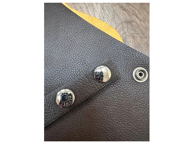 Hermès Leder-Schürze klein H schwarz gelb - Ansicht 3