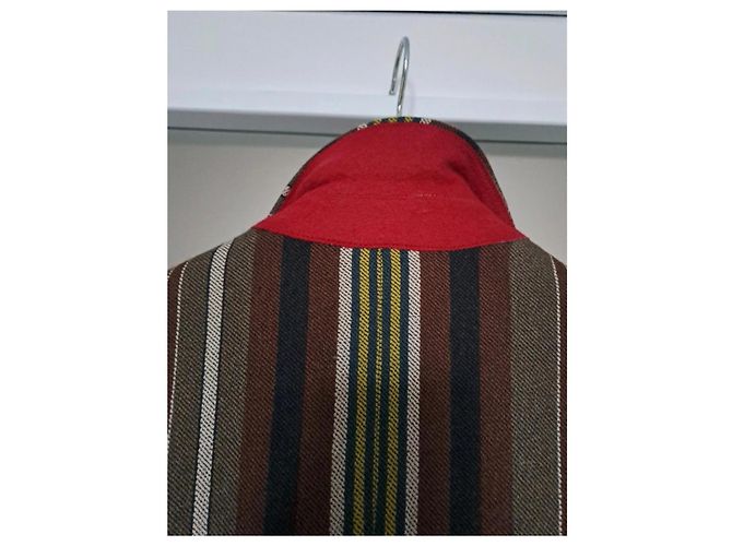 Cappotto lungo Etro a righe multicolore in lana Marrone - vista 5