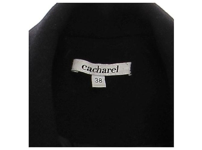Cacharel Mittel langer schwarzer Mantel aus Wolle und Kaschmir - Ansicht 6