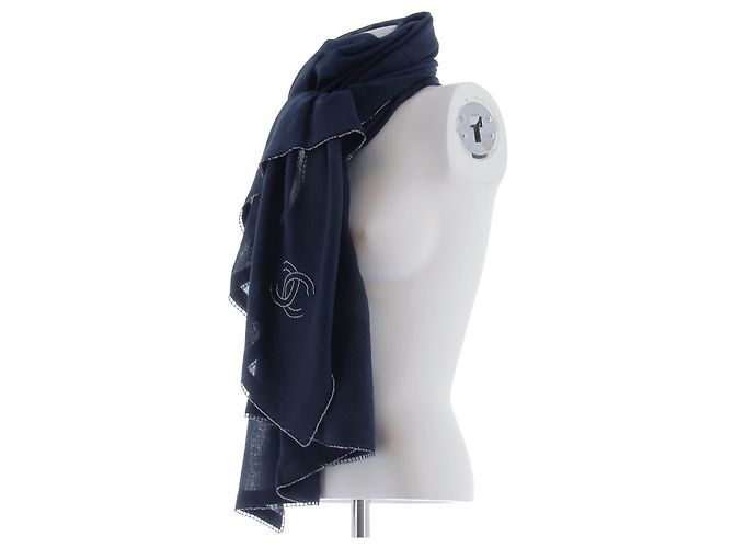 Chanel Marine Schal Marineblau - Ansicht 2