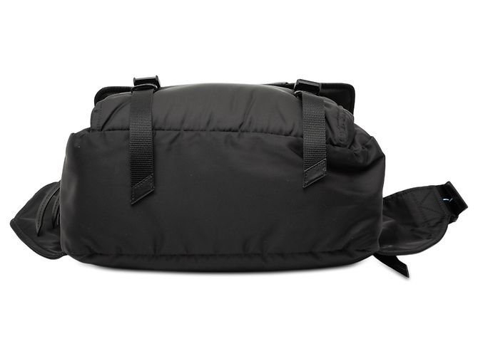 Double Bolsa de cinto de dupla fivela em tessuto preto macio com acabamento em couro de bezerro Prada - vista 3
