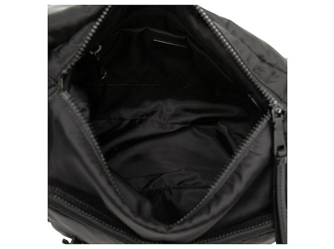 Double Bolsa de cinto de dupla fivela em tessuto preto macio com acabamento em couro de bezerro Prada - vista 4