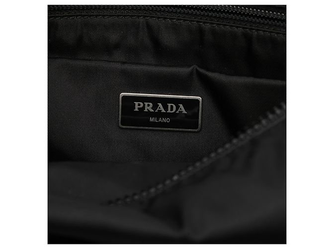 Double Bolsa de cinto de dupla fivela em tessuto preto macio com acabamento em couro de bezerro Prada - vista 5