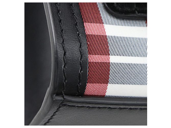 Borsa a tracolla mini in tela a quadri nera Burberry Nero - vista 10