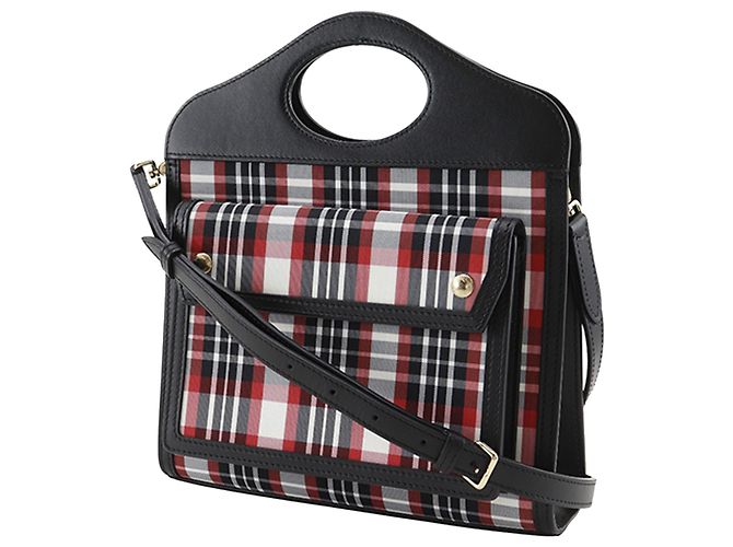 Borsa a tracolla mini in tela a quadri nera Burberry Nero - vista 2