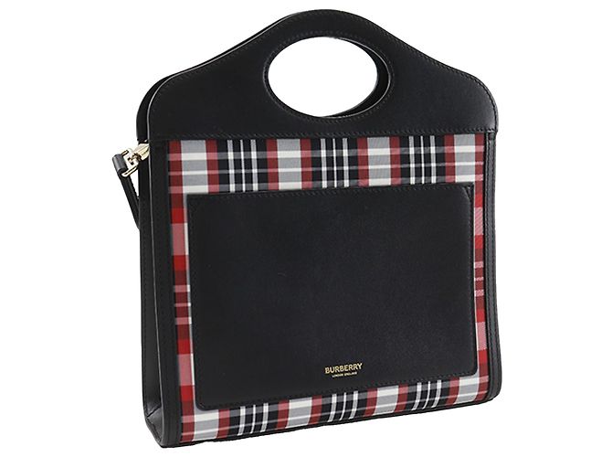 Borsa a tracolla mini in tela a quadri nera Burberry Nero - vista 3