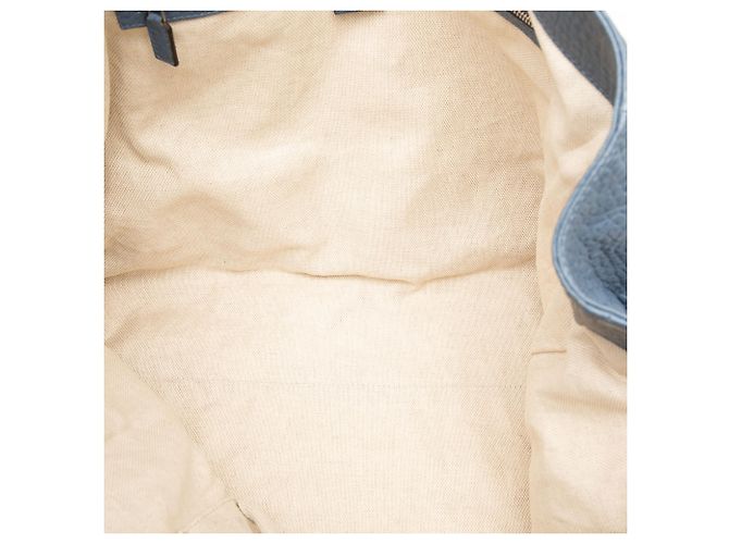Borsa tote grande in pelle grana blu Gucci - vista 4