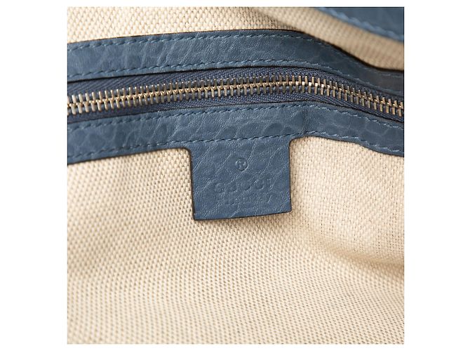 Borsa tote grande in pelle grana blu Gucci - vista 5