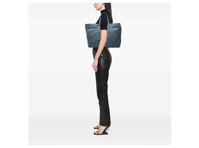 Borsa tote grande in pelle grana blu Gucci - vista 7
