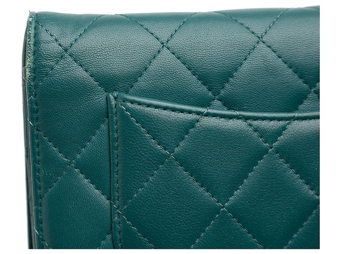 Wallet On Chain Chanel Blue CC Geldbörse aus gestepptem Lammleder mit Kette Blau - Ansicht 8