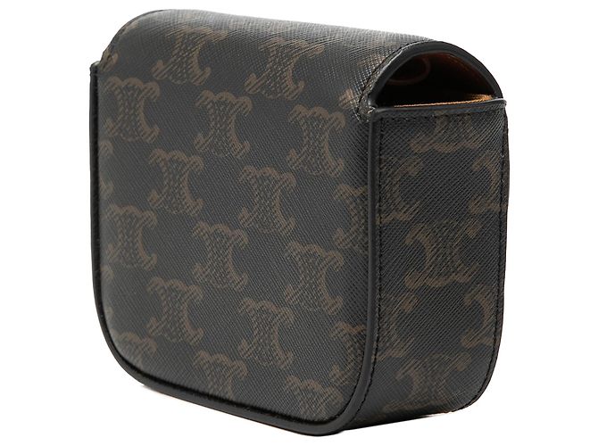 Céline Celine Mini Triomphe in Tela Rivestita Claude Marrone Marrone scuro - vista 2