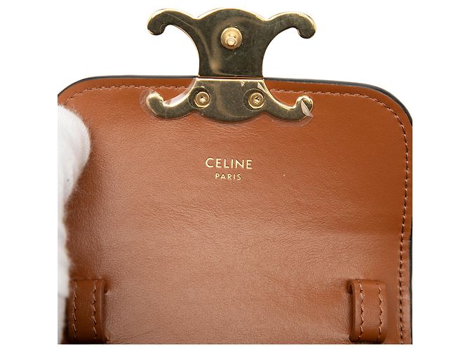 Céline Celine Mini Triomphe in Tela Rivestita Claude Marrone Marrone scuro - vista 5