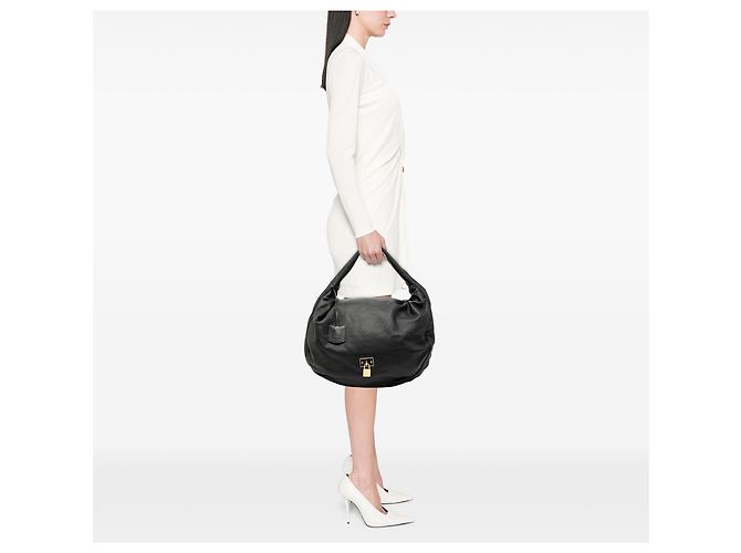 LOEWE Hobo Calle in Pelle Nera con Lucchetto Nero - vista 7