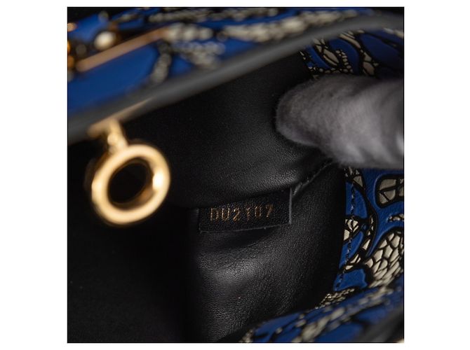 Borsa City Steamer MM in pizzo floreale Louis Vuitton Nero Bianco Blu - vista 6