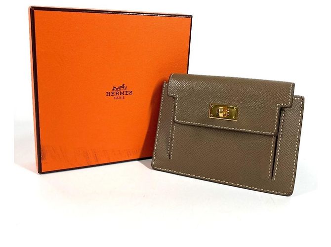Monedero compacto Kelly Pocket de Hermès en gris Etoupe Castaño Gris pardo - vista 11