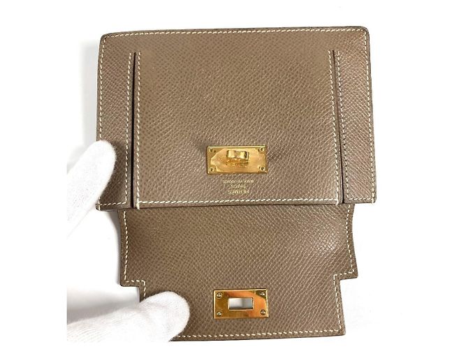 Monedero compacto Kelly Pocket de Hermès en gris Etoupe Castaño Gris pardo - vista 8