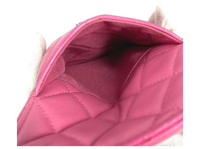 Cartera larga de cuero rosa Chanel - vista 10