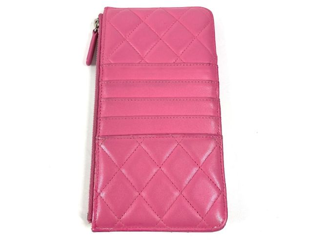 Cartera larga de cuero rosa Chanel - vista 2