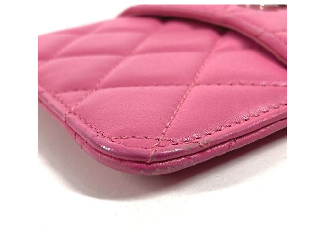 Cartera larga de cuero rosa Chanel - vista 5