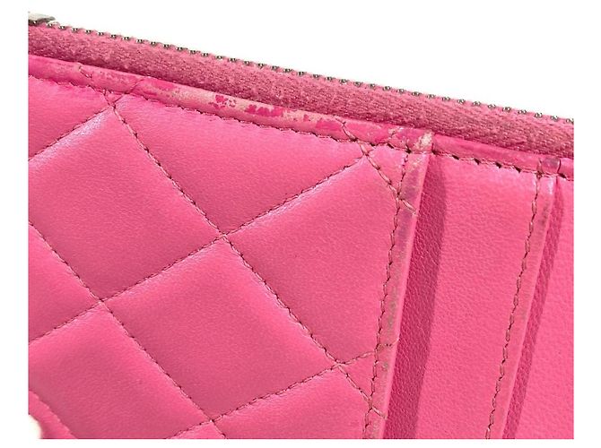 Cartera larga de cuero rosa Chanel - vista 7