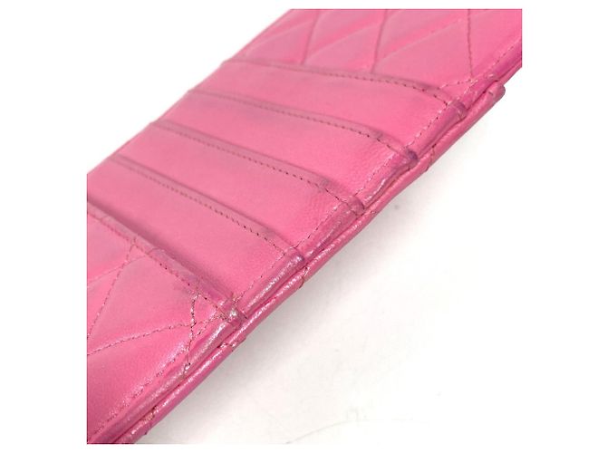 Cartera larga de cuero rosa Chanel - vista 8