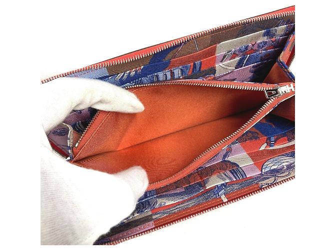 Hermès HERMES Azap Long Cartera de Seda Naranja - vista 10