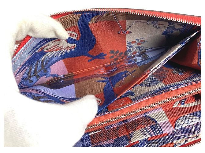 Hermès HERMES Azap Long Cartera de Seda Naranja - vista 11