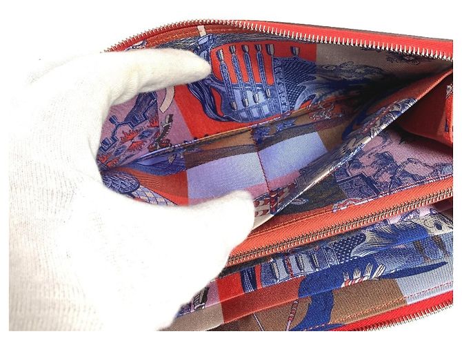 Hermès HERMES Azap Long Cartera de Seda Naranja - vista 12