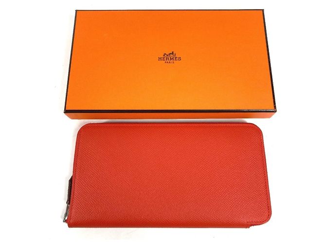 Hermès HERMES Azap Long Cartera de Seda Naranja - vista 14