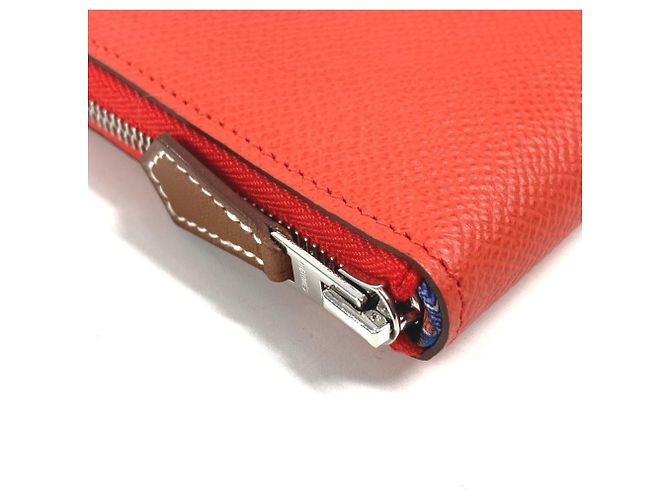 Hermès HERMES Azap Long Cartera de Seda Naranja - vista 7
