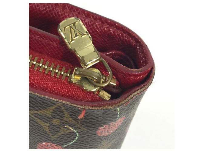 Billetera compacta con cremallera Monogram Cherry Louis Vuitton Castaño Roja - vista 15