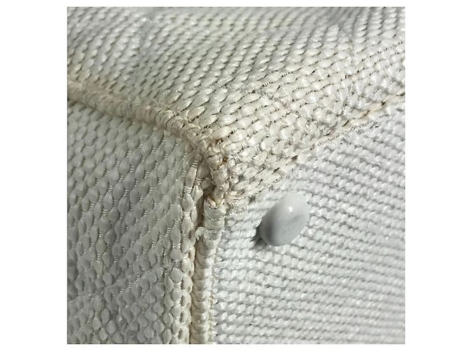 Chanel Weiße Leinen Tragetasche - vista 10
