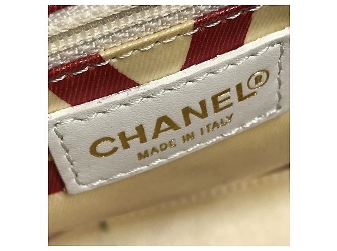 Chanel Weiße Leinen Tragetasche - vista 13