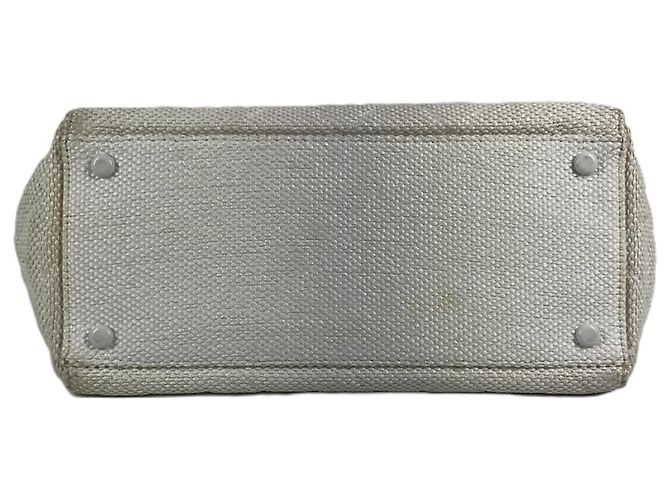 Chanel Weiße Leinen Tragetasche - vista 6