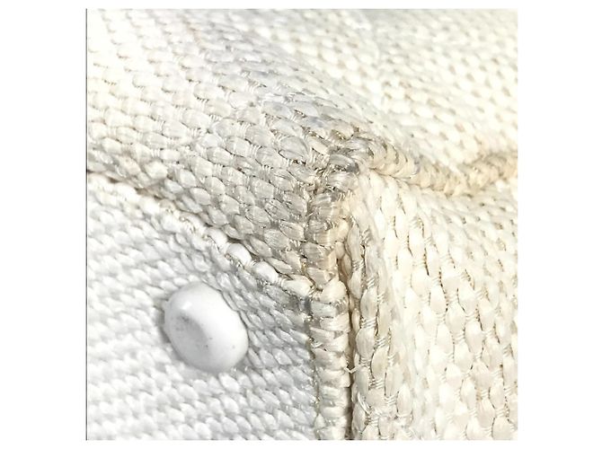 Chanel Weiße Leinen Tragetasche - vista 7
