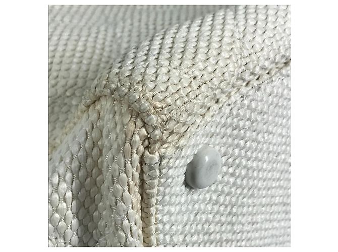 Chanel Weiße Leinen Tragetasche - vista 8