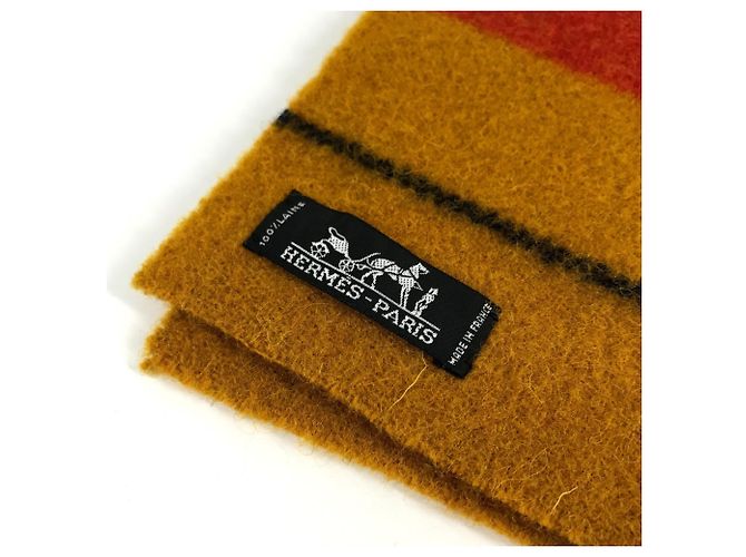 Hermès Rocabar Wollschal HERMES Rot Gelb Marineblau - Ansicht 2