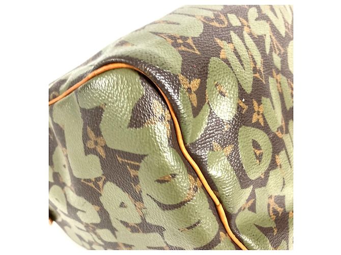 Louis Vuitton Monogram Graffiti Speedy 30 Tote Bag Braun Khaki - Ansicht 11