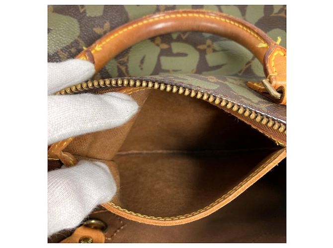Louis Vuitton Monogram Graffiti Speedy 30 Tote Bag Braun Khaki - Ansicht 15