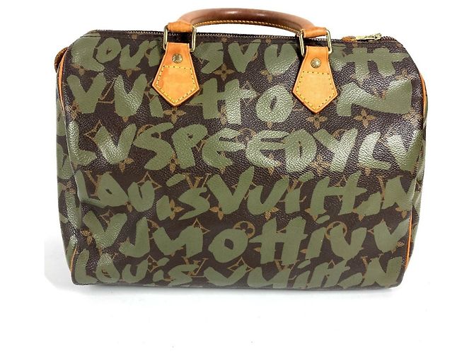 Louis Vuitton Monogram Graffiti Speedy 30 Tote Bag Braun Khaki - Ansicht 2