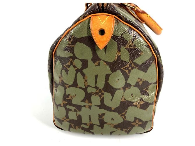 Louis Vuitton Monogram Graffiti Speedy 30 Tote Bag Braun Khaki - Ansicht 4